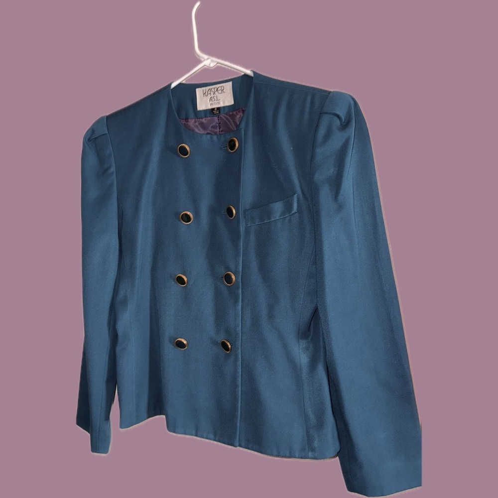 Kasper Double-Breasted Blue Blouse